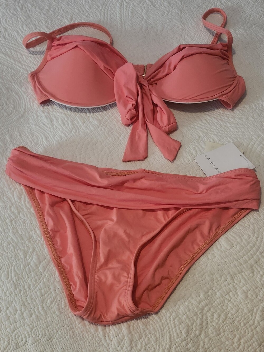 LA BLANCA Coral Tie-Front Bikini Set
